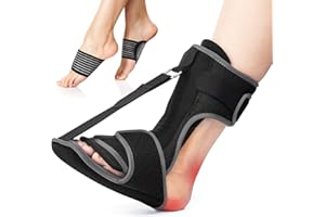 Acankn Plantar Fasciitis Night Splint: Adjustable Brace with Arch Support | Dorsal Night Splint for Women Men | Dual Effective Plantar Fasciitis Relief Achilles Tendonitis Foot Drop Heel Pain Black