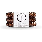 TELETIES - Spiral Hair Coils - Ponytail Holder Hair Ties for Women - Phone Cord Hair Ties - Strong Grip, No Rip, Water Resistant, No Crease Hair Tie Coils - 3 pack (Large, Tortoise)