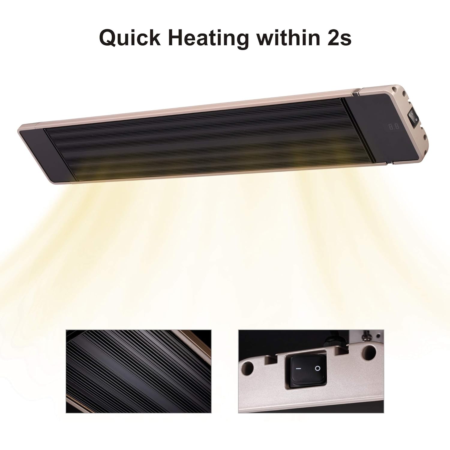 Xbeauty Far Infrared Heater Indoor Outdoor Wall Mounted Patio Heater With Remote Control Stainless Steel Tube Patio Heaters