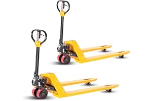 5SECONDS Steel Pallet Jack, Hand Lift Jack Tool with Hydraulics System, Safe Moving Equipment for Industrial & Commercial Use, 48" L x 27" W x 47" H, 5500lb Capacity, Pack of 2