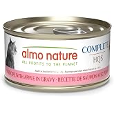 almo nature HQS Complete CAT Wet Cat Food Salmon Recipe with Apple in Gravy - Grain-Free Cat Food Canned, 2.47 oz (Pack of 12)