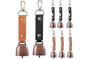 8Pcs Bear Bell for Hiking, Hiking Gear Essentials with Magnetic Silencer, Dog & Cow Bells with Carabiner & PU Leather Keychai
