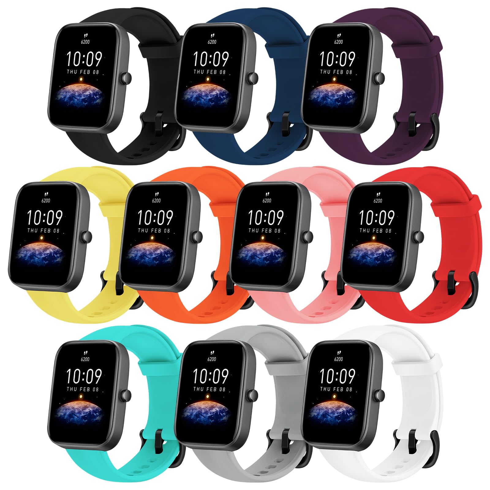 SEANTUA 10 Pack Compatible with Amazfit GTS Strap, 20mm Strap for Amazfit Bip 3 Pro/Bip 3/ Bip Lite/Bip S/Bip U Pro, sport Band for Amazfit GTS 4/GTS 4 Mini/GTS 3/ GTS 2 Mini/GTS 2/ 42MM