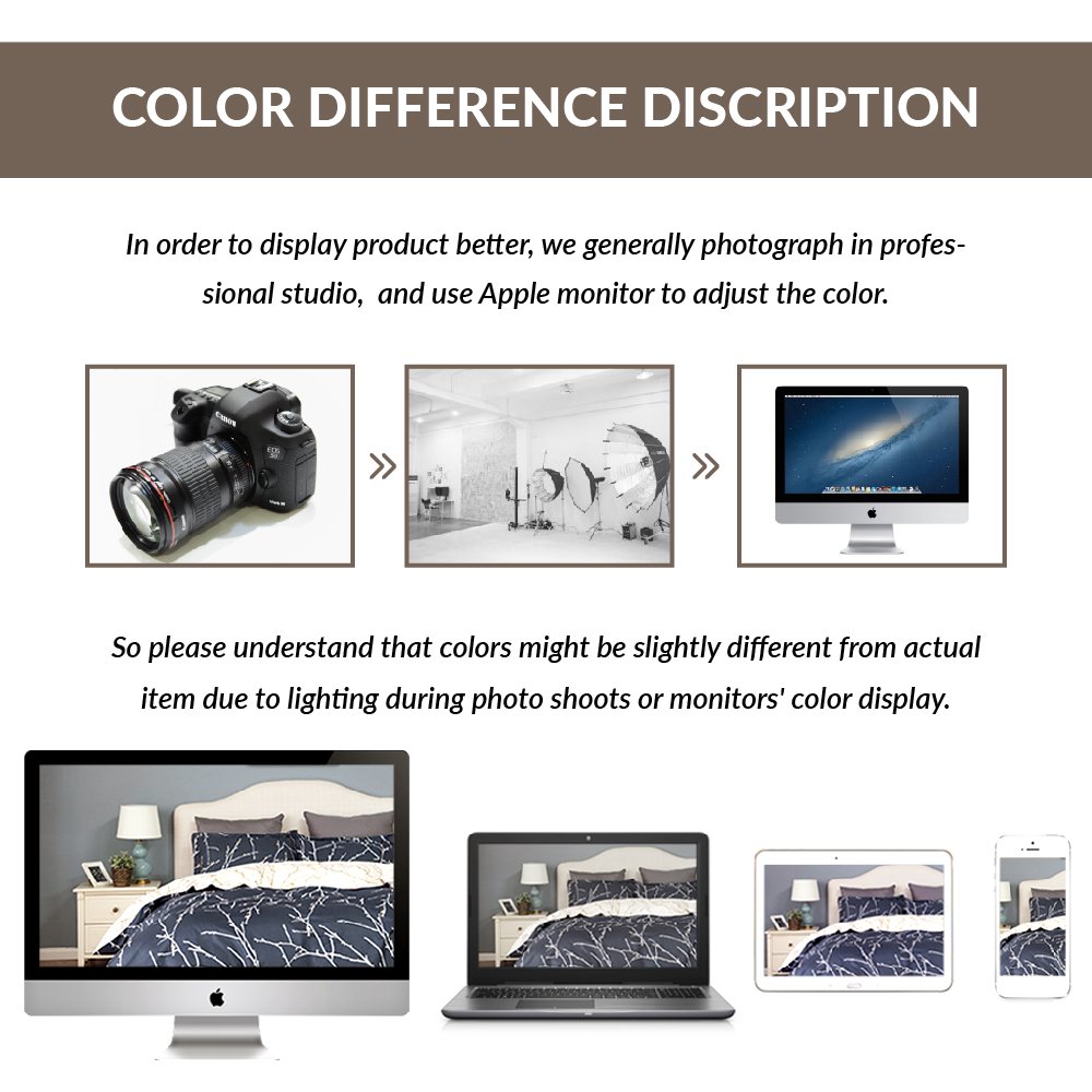 Duvet Cover Set with Zipper Closure-Navy Daisy Pattern Reversible Design,King(104\