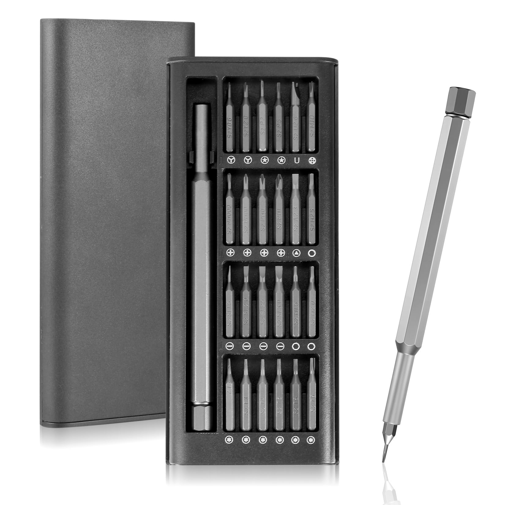 25 in 1 Precision Screwdriver Set, Mini Magnetic Screwdriver Tool Kit, 24 Bits with Plastic Case for Mobile Phone, Laptop, Watch, Computers, Electronic, Glasses Repair