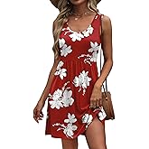 WIHOLL Women's Summer Dress 2026 A-Line Sleeveless Casual Sundress with Pockets Floral/Solid