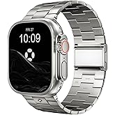 FiNESTONE CRNS01 Titanium Watch Band Compatible with Apple Watch Ultra 3/2/1 49mm, Series 11/10 46mm - Military-Grade DLC Coating, Scratch Resistant & Perfect Ultra Color Match for Men