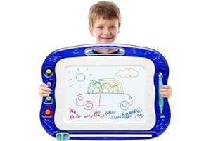 VUSUM Magnetic Drawing Board,Large Doodle Board Toddler Toys for Girls Boys 3 4 5 6 7 Year Old Kids Gift Etch A Colorful Sketch Magnet Erasable Pad (Blue)