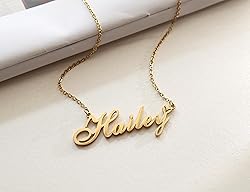 AOLO Elena Heart Name Necklace 18k Gold Plated