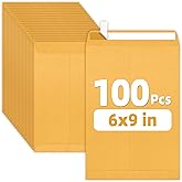 SUNEE 6x9 Manilla Envelopes, 28lb Brown Kraft, Ultra Strong Quick-Seal Security Catalog Mailing Envelopes for Flat Letter Size Documents or Photos, 100 Count