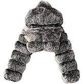 HINDOLA Womens Fluffy Faux Fur Solid Jacket for Women Long Sleeve Sexy Short Coat Autumn Winter Shearling Overcoat