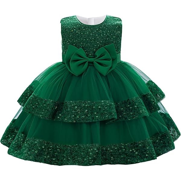 green infant holiday dress Little Girls Dress Toddler Green Pearl Communion Formal Princess Birthday Party Dress main image 1
