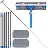 Mitclear Window Squeegee, Window Cleaner Tool with 15.5Ft Extension Pole, 2-in-1 Squeegee for Window Cleaning, Professional W