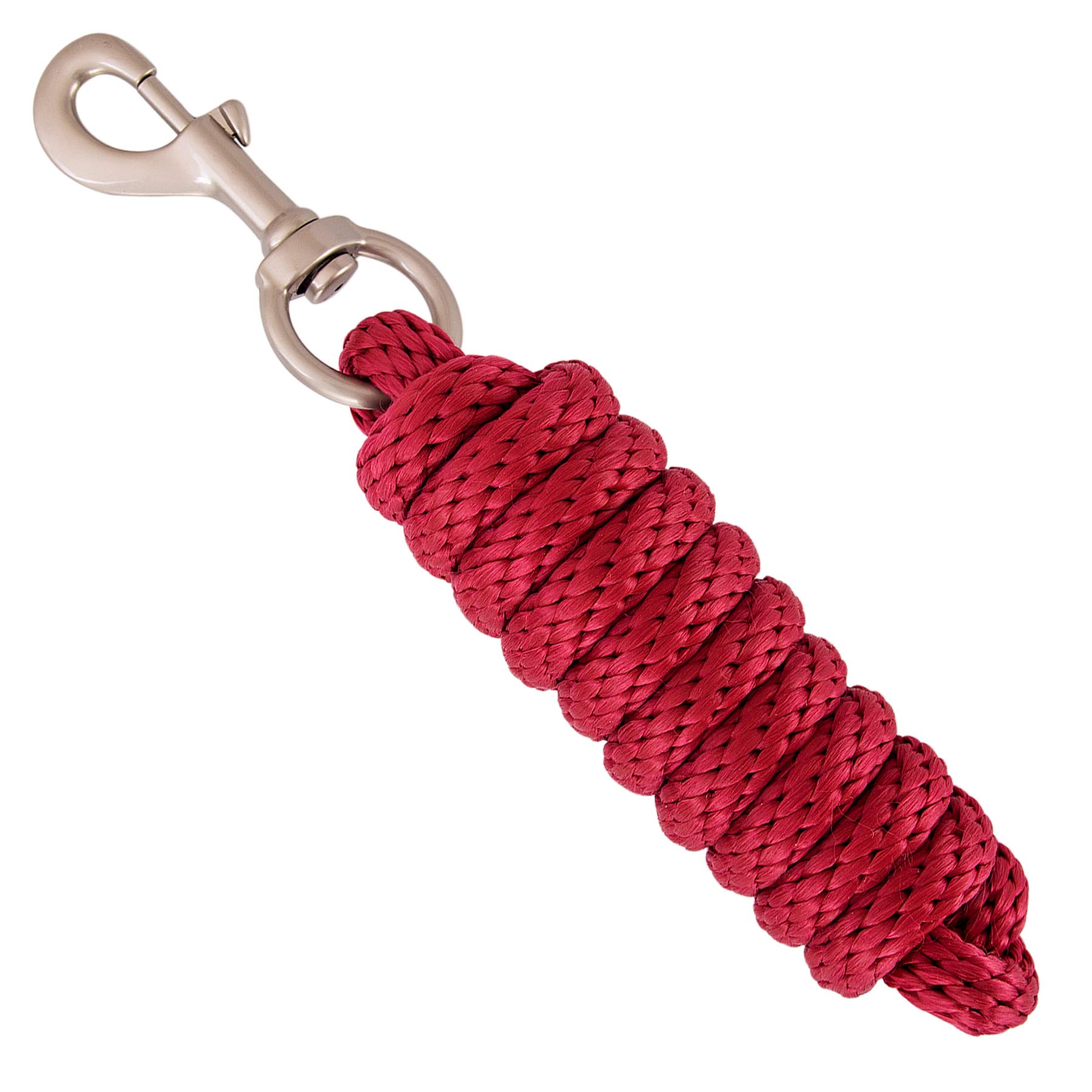 Merauno® Lead Rope for Horses, Tie Rope in Various Stylish Designs, Lead Rope, Pony, Donkey, Goat Long Knit with Carabiner Hook (Burgundy, Snap Hook)