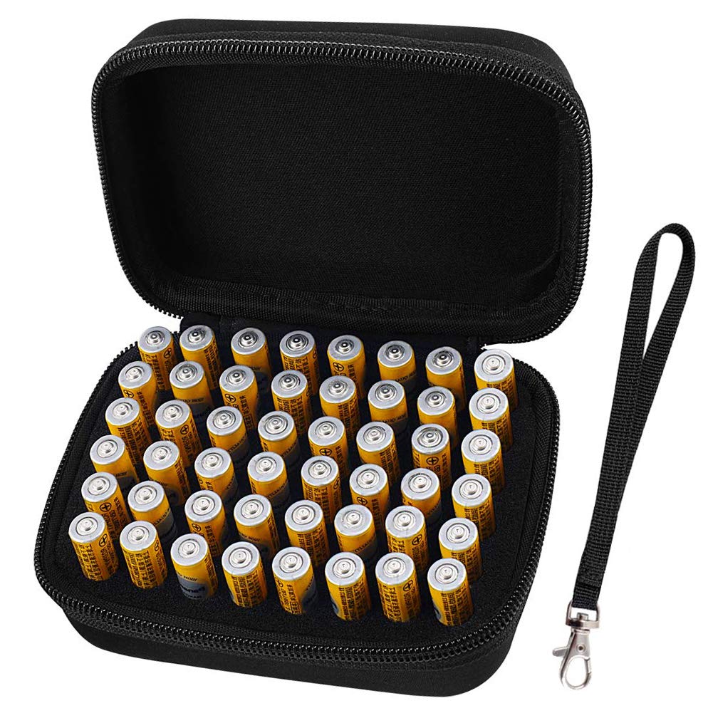 COMECASE Hard Battery Organizer Storage Box Carrying Case Bag - Hold 48 Batteries AAA [ Not Include Tester and Batteries ]