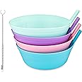 Quiet Book Club Cereal Bowls with Straws for Kids Childrens Bowls with Straw Built in for Kids Plastic Straw Bowls for Toddlers Dishwasher Safe BPA FREE Girls (4)