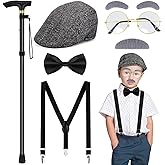 Yanbuny 6 Pcs Old Man Costume for Boys,100 Days of School Old Person Costume for Kids Grandpa Cosplay