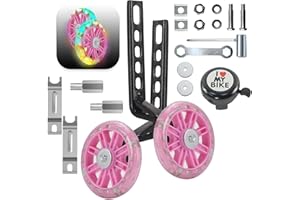 Tayizoo Training Wheels for Bike,with Axle Extenders,Compatible for Bikes of 12/14/16/18/20 Inch,Flash Mute Wheel,1 Pair
