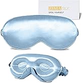 ZIMASILK Adjustable 22 Momme 100% Mulberry Silk Sleep Mask, Upgraded 3D Contoured Cup Eye Mask for Sleeping, Super Soft & Breathable Blindfold, Blackout for Deep Sleeping (Sky Blue)