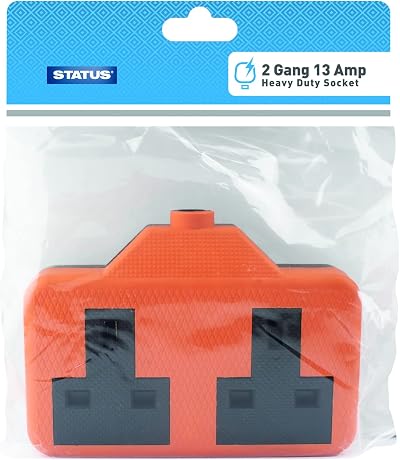 Status 2-Way Re-Wireable Plastic Socket Block Orange 13A 230V BS1363