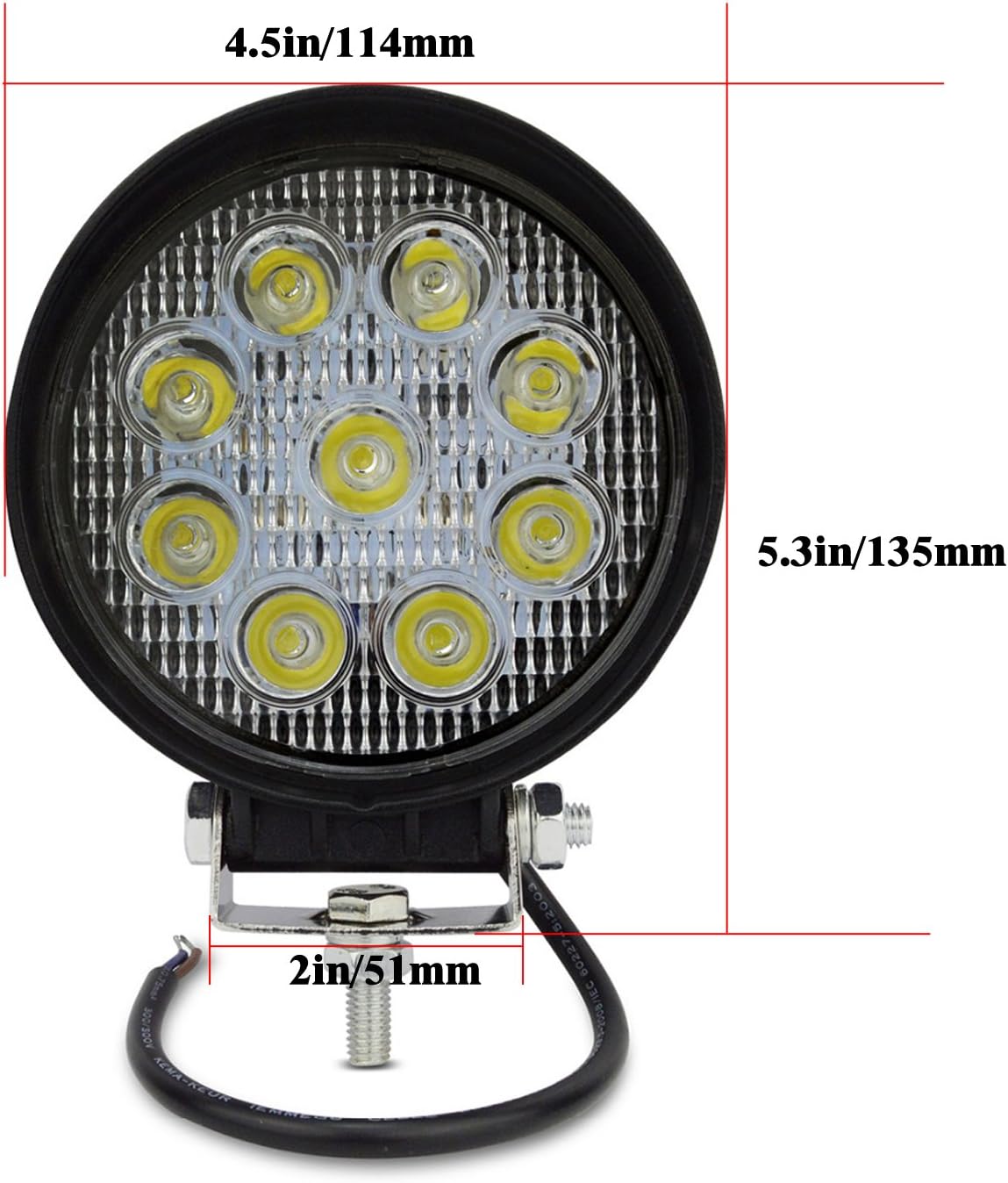 AUXTINGS 4 inch 27W Flood Round LED Work Light Bar Off road Trucks SUV Driving Fog Lights DC 12V 24V Waterproof,Pack of 2 - Image 4
