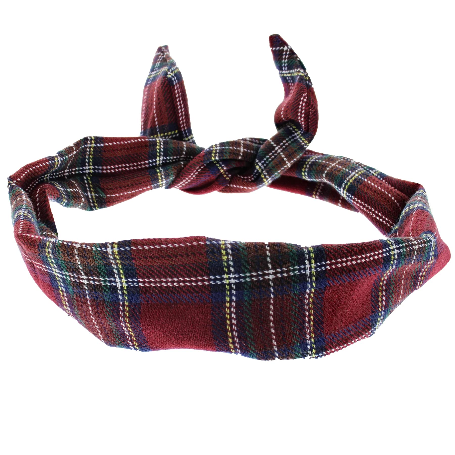 Topkids Accessories Wire Headbands for Women's Hair, Girls Hair Bands, Fashion Head Bands for Adults (Burgundy Tartan)