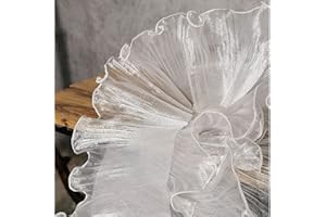 CREATIVESUGAR 5 Yards Retro Ruffle Pleated Chiffon Trim Dress Bag Decoration Tulle Fabric Applique Trimming Craft Sewing (White Ruffle)