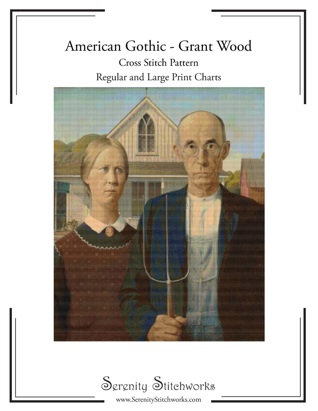 American Gothic Cross Stitch Pattern Grant Wood Regular And Large Print Cross Stitch Pattern Stitchworks Serenity 9781727026689 Amazon Com Books