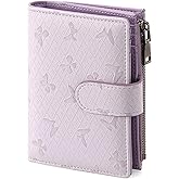 GAEKEAO Small Wallets for Women Leather RFID Blocking Bifold Zipper Pocket Wallet Card Case Purse with ID Window