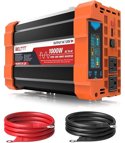 Cobra 10-Foot #4 AWG Power Inverter Cable Kit With Battery Clamps