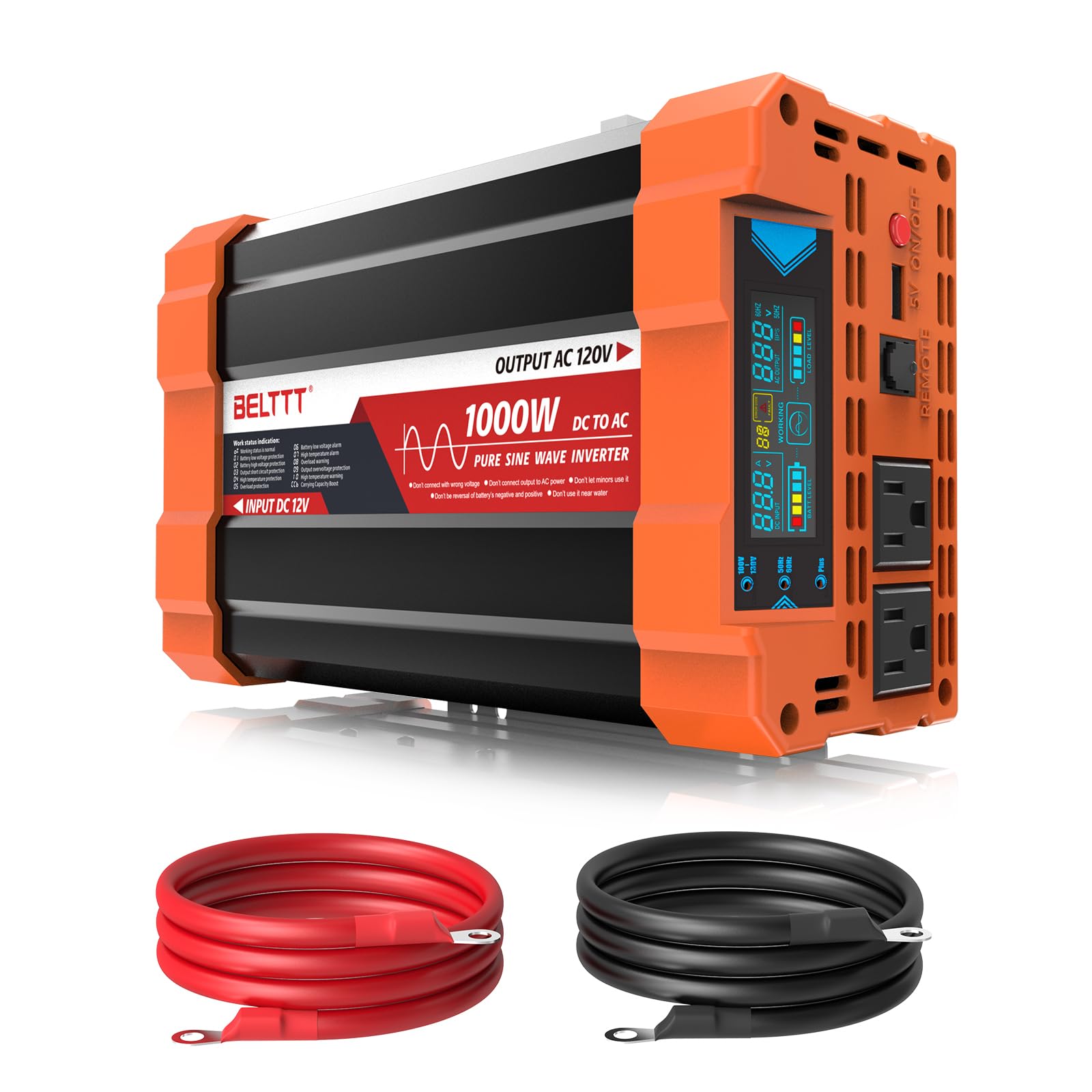 BELTTT 1000Watt Pure Sine Wave Inverter 12V DC to