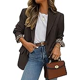 ZESICA Women's Fall Business Casual Blazers 2026 Long Sleeve Lapel Open Front Button Work Blazer Jackets with Pockets