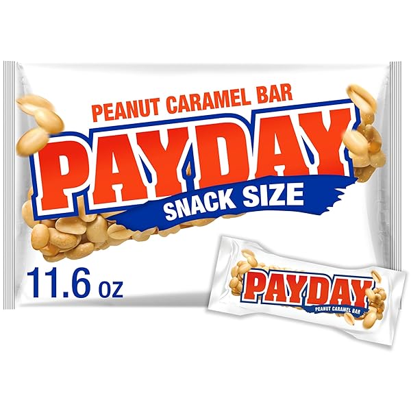PAYDAY PEANUT CARAMEL SNACK SIZE, CANDY BAG, 11.6...