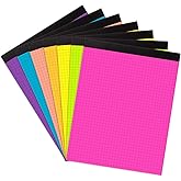 Colored Graph Paper Pad 8.5 x 11 Inches 7 Pack,30 Sheets Grid Notebook 4x4 Graph Ruled 7 Colors High Brightness Neon Pads Easy Tears Off 75 GSM/19 LB Paper for School,College,Office,Business
