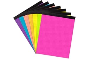 MAGECUBIKU Colored Graph Paper Pad 8.5 x 11 Inches 7 Pack,30 Sheets Grid Notebook 4x4 Graph Ruled 7 Colors High Brightness Neon Pads Easy Tears Off 75 GSM/19 LB Paper for School,College,Office,Business