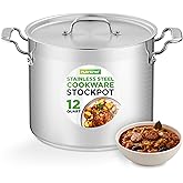NutriChef 12-Quart Stainless Steel Stockpot - 18/8 Food Grade Heavy Duty Large Stock Pot for Stew, Simmering, Soup, Includes