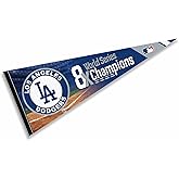 WinCraft Los Angeles Dodgers 8x World Champions Soft Felt Pennant, 12x30"