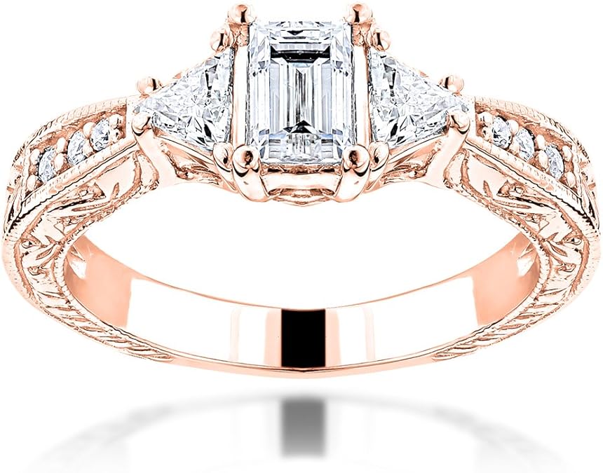 Wedding rings ladies ring direct showroom service Luxurman Ladies 14K Gold Natural 0.9 Ctw Diamond Vintage Engagement