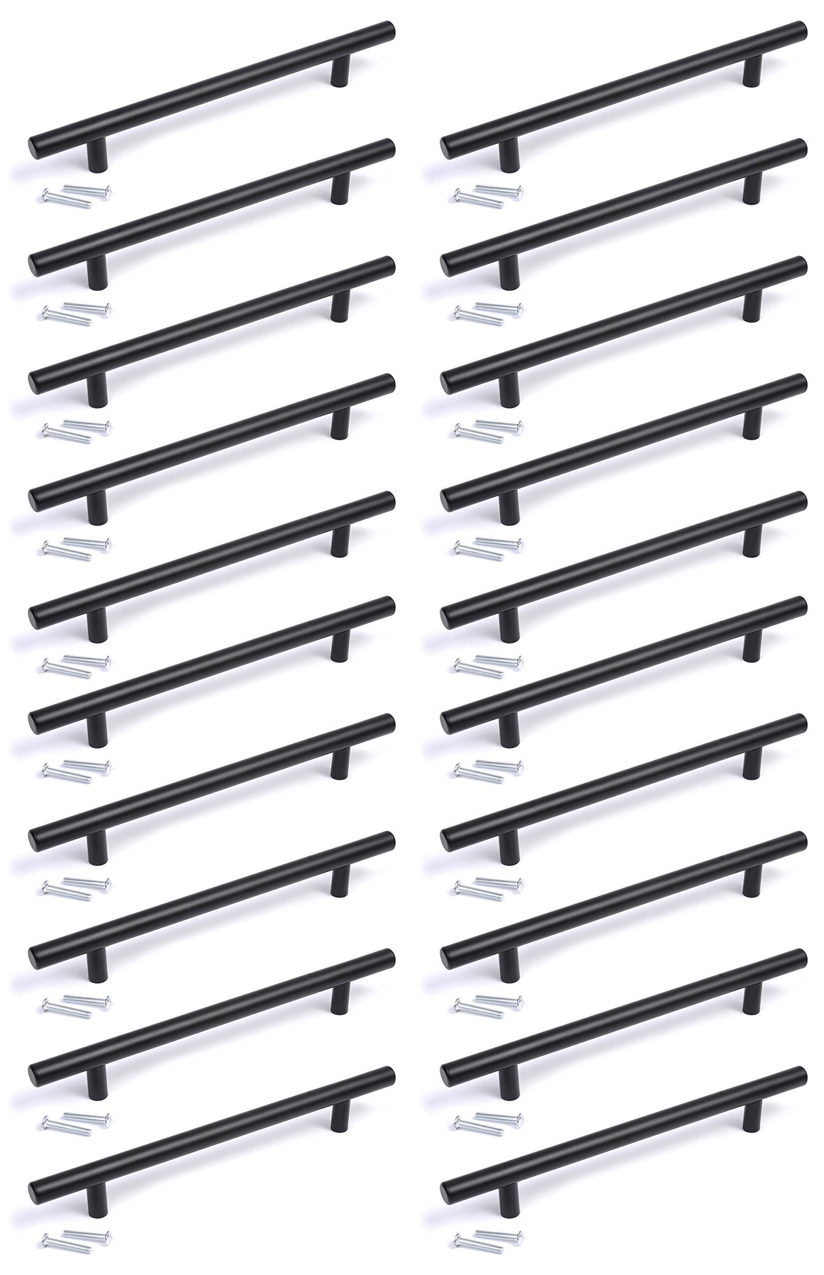 BSM Marketing T bar Handle knob Black Finish Kitchen Bedroom Bathroom (20, 64mm Hole Centres)