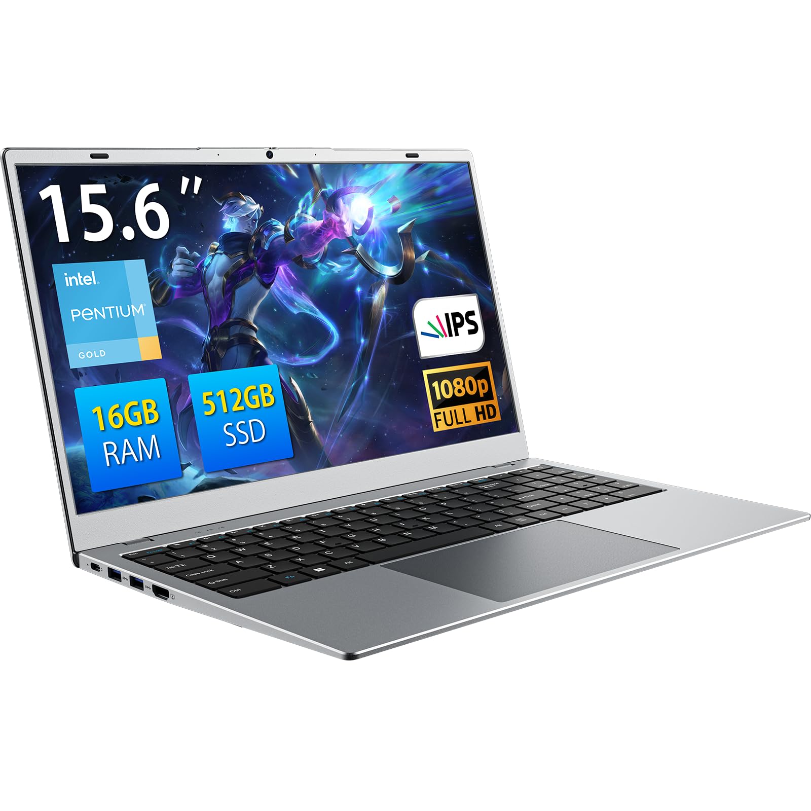 Photo 1 of ECOHERO Laptop Computer, 15.6" FHD IPS | Pentium 6500Y | 16GB RAM | 512GB SSD | WiFi 5, BT5.0 | Privacy Shutter - for Office, Media, Home Use, Silver