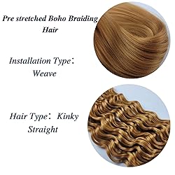 Honey Blonde Boho Braiding Hair Pre stretched Curly