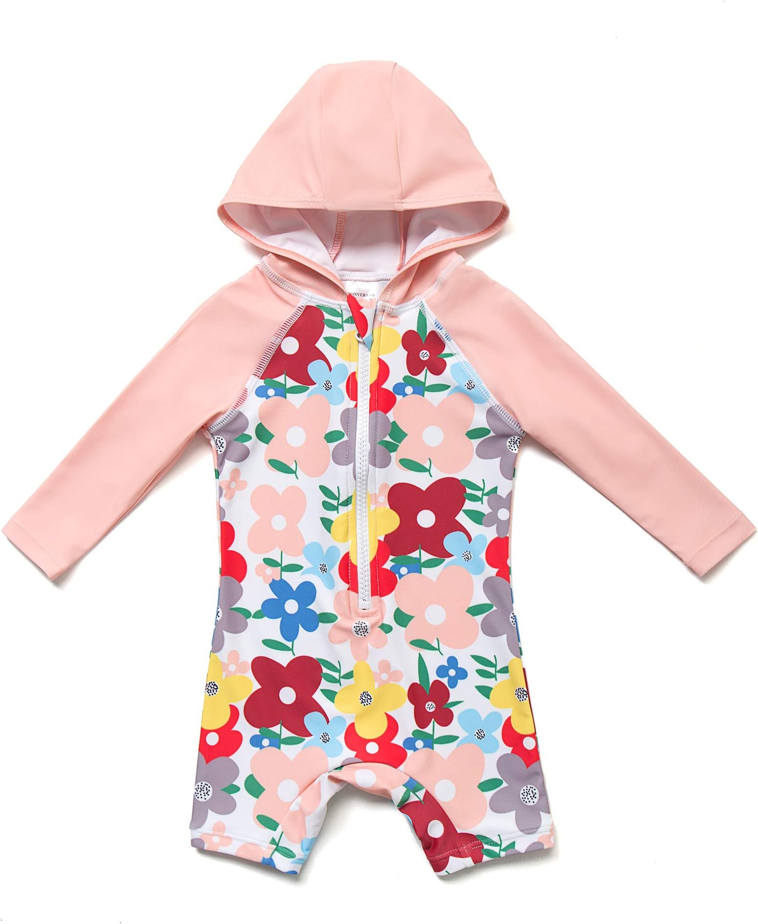 Baby Girls Sunsuit UPF 50+ Sun Protection One Pieces Long Sleeves Swimwear with Sun Hat(Dusty Pink,3-6Months)