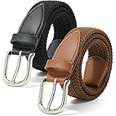 Kajeer Kids Belts for Boys & Girls - 2PCS Woven Elastic Golf Baseball Belt - Braided Stretch Belt for Casual School Uniform