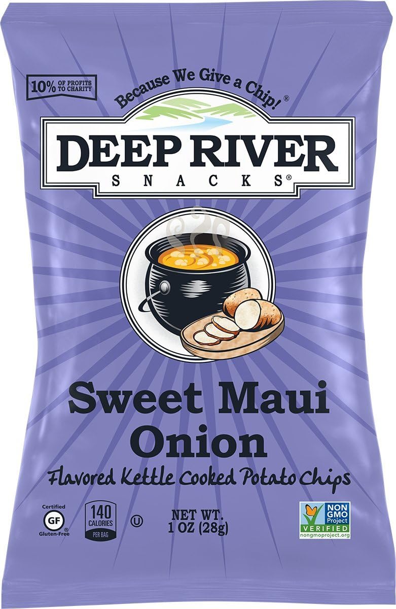 Deep River Snacks Kettle Potato Chips, Sweet Maui Onion, 1Ounce (Pack of 80), Gluten Free, Non