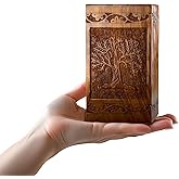 INTAJ Tree of Life Wooden Urn for Human Ashes, 20lbs Capacity, Suitable for Burial for Men, Women, Mom, Dad - Mini Rosewood Keepsake Cremation Urn for Ashes Handcrafted
