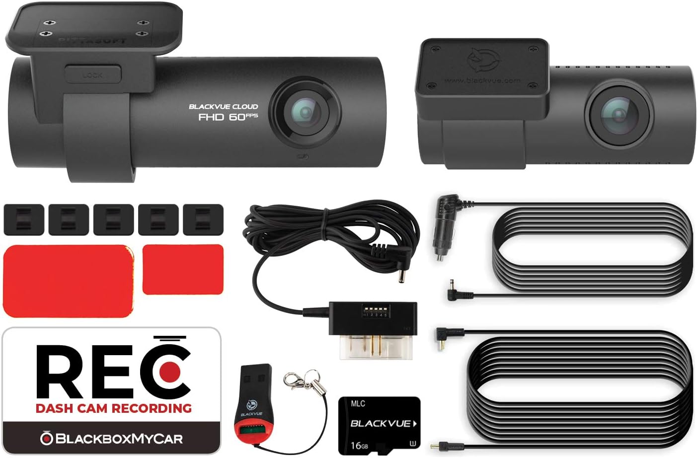 Pittasoft Blackvue DR750S-2CH with Power Magic EZ OBD-II Hardwire Kit 2-Channel 1080P Full HD Car DVR Recorder 16GB SD Card