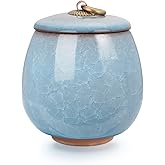 Abooxiu Ceramic Small Urns for Human Ashes Keepsake Cremation Urn for Ashes Adult Male Female Ice Crack Keepsakes Urn for Hum
