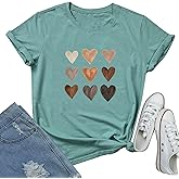LOOKFACE Women Cute Tops Heart Graphic Tees