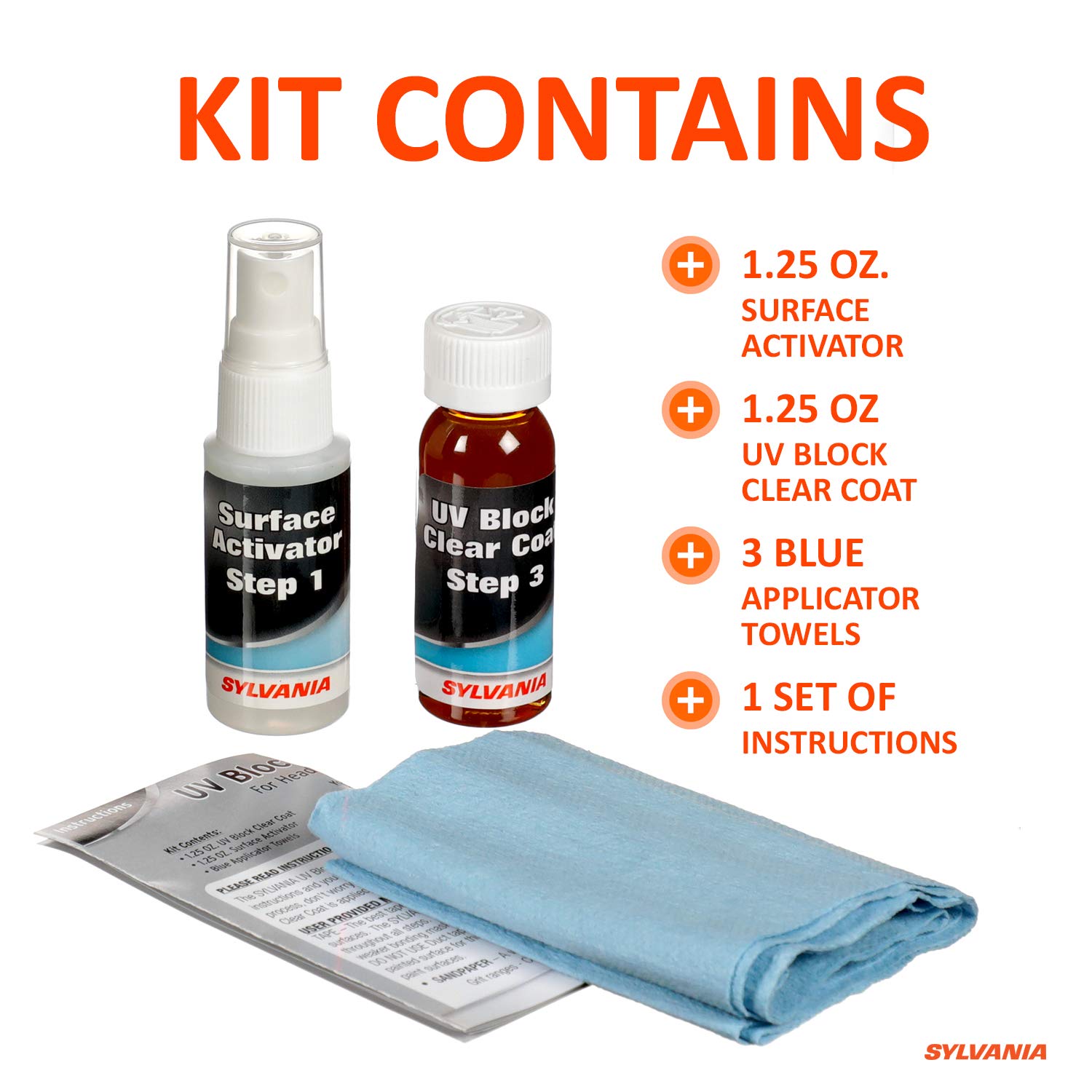 SYLVANIA Headlight Restoration Essentials Kit UV Block Clear Coat