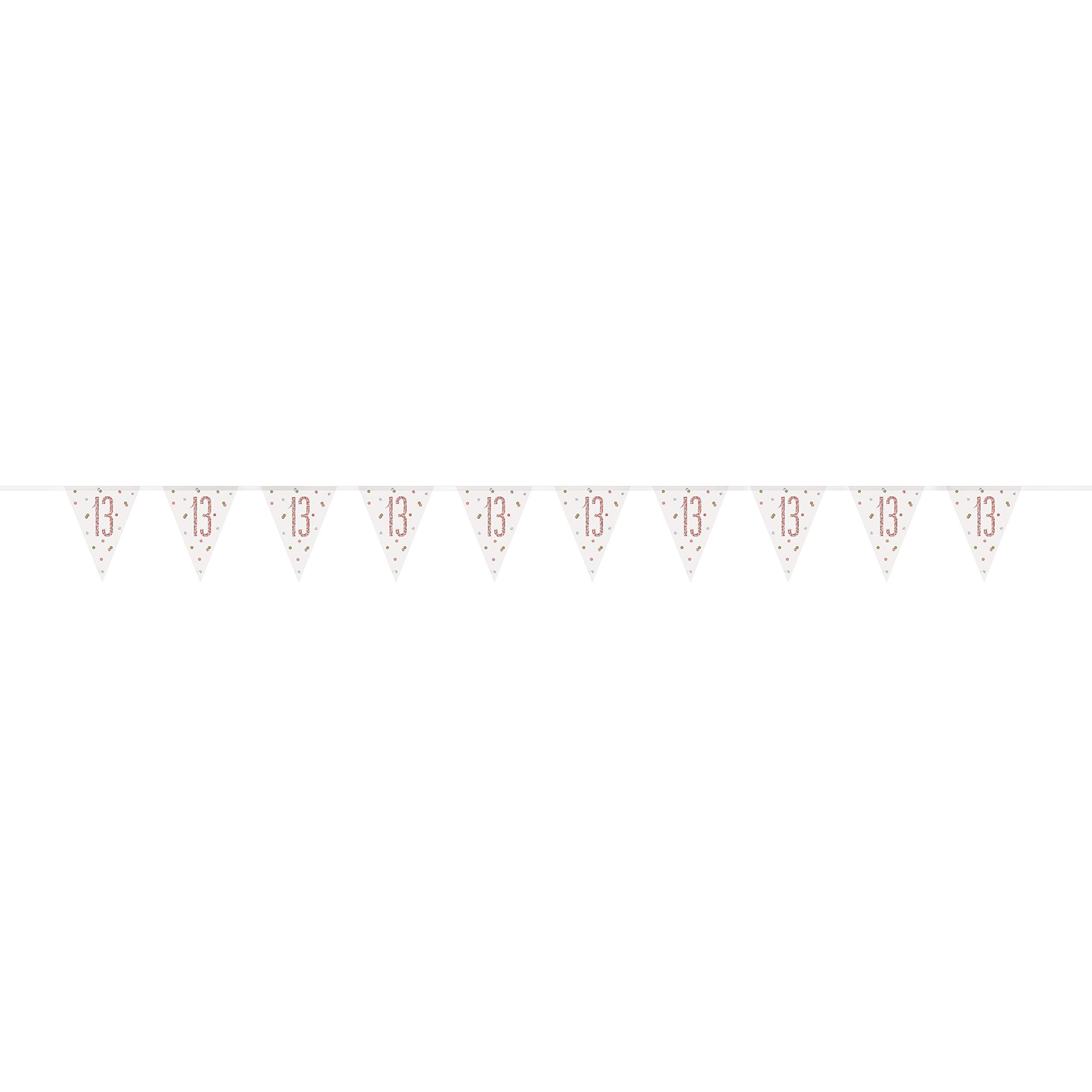 Stunning Rose Gold 13th Birthday Glitz Prismatic Flag Banner (274cm) - Perfect Celebration Decor for Birthday, Anniversary, & More - 1 Pc